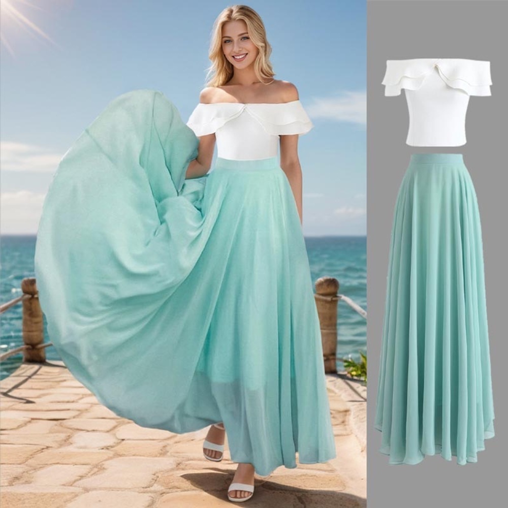 Chicwish Mint A-Line Maxi Skirt